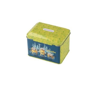 China Recycled Rectangular Materials Metal Coin Bank Gift Tin Box With Lock And Key for sale