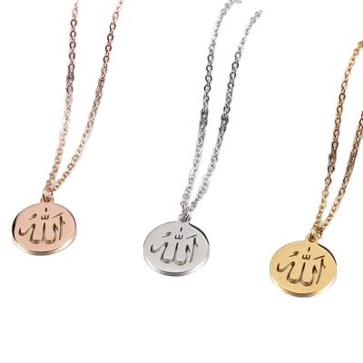 China FASHIONABLE 18K Gold Plated Stainless Steel Zirconia Arabic Allah Necklace Pendant Manufacturer For Man Women for sale