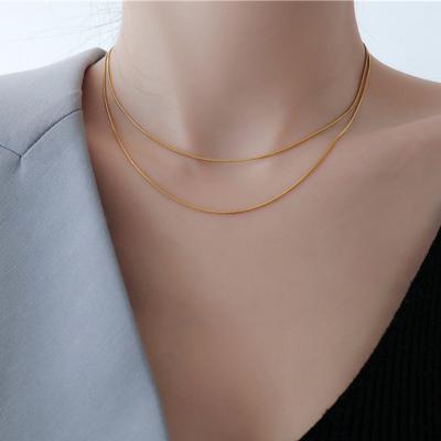 China Hot Selling Fashion Necklace TRENDY Jewelry Stainless Steel About 2 Rows Snake Chain Necklace Trendy Jewelry for sale