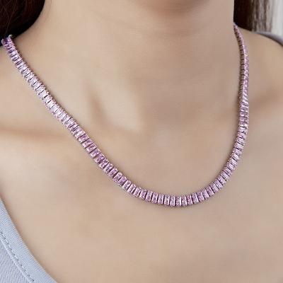 China Low MOQ Fashion Unisex Punk Diamond Shinny Tennis Zircon Stainless Steel Chain Necklace for sale