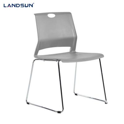 China Office Visitor Chromed Chair Stacking Chair Guest Plastic Metal Meeting Room Furniture Chromed Frame Conference Chair for sale