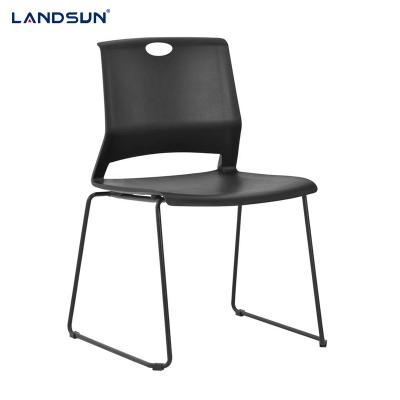 China Chromed Conference Stacking Chair Office Visitor Chair Plastic Chromed Black White Guest Meeting Room Frame Furniture for sale