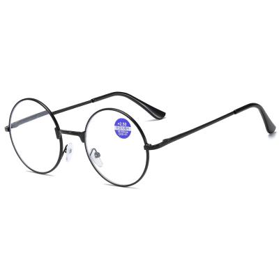 China Prince Light Spring Legs Photo Frame New Metal Retractable Metal Presbyopic Blue Unisex Glasses Retro Round Anti Reading Glasses for sale