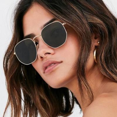 China China wholesale classic geometric tinted mirror lens ladies women sunglasses new fashion color metal shades cheap sunglasses for sale