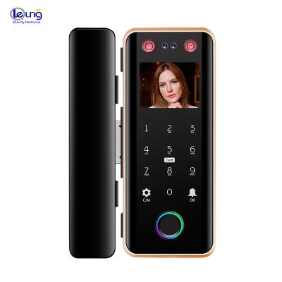 China WiFi Tuya Fingerprint Office Smart Door Lock Smart Glass Door Lock TuyaSmart Face Recognition Apartment Password Biometric Card for sale