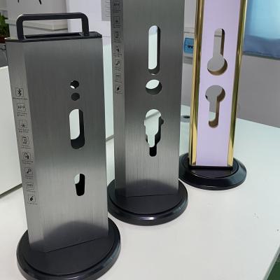 China High quality aluminum alloy+Wood fingerprint door latch intelligent display stand rack roating lock appearance for sale