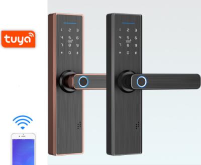 China ElectronicTuya Wooden ttlock Smart Home Door S804 Wifi Fingerprint Passcode Card Wifi Biometric Fingerprint Door Locks for sale