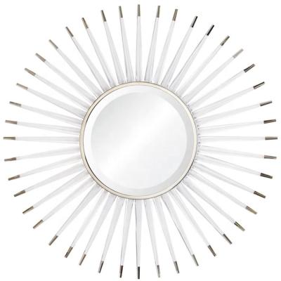 China Contemporary Antique Circle Sun Burst Mirror Acrylic Sheet For Wall Large Round Crystal Mirror for sale