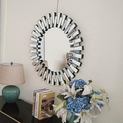 China Large Round Designer Home Frame D Cor Modern Sunburst Shape Decoration Bathroom Mirror for sale