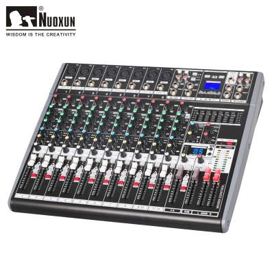 China Pro 12 Channel Console Sound Mixer Audio Professional Mixing Speaker Audio Mixer for sale