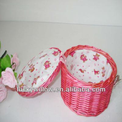 China China Small Cylindrical Wicker Basket Storage Cosmetic Basket With Lids for sale