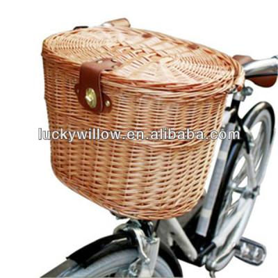 China Cheap Handmade Wicker Rattan Bicycle Basket With Front Lid Bike for sale