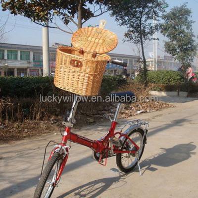 China Natural Colored Front Bike Friend Front Wicker Basket With Swing Handle for sale