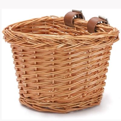 China Handmade Children's Wicker Front Basket With Leather Straps Bicycle from Europe for sale