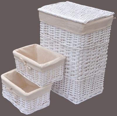 China Sustainable Willow Laundry Hamper with Lid and Cotton Lining for sale