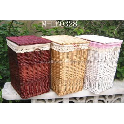 China Sustainable wicker laundry basket and storage wicker wash basket and wicker basket for bathroom for sale