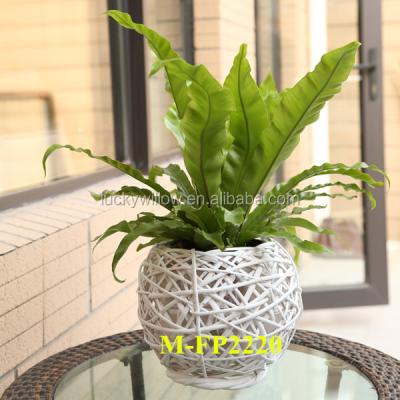 China Beautiful white wicker china flower basket and indoor decoration and cheap flower basket pot for sale