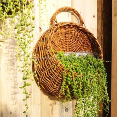 China Eco-friendly Style Creative Wicker Europe Plants Wall Hanging Succulent Basket for sale