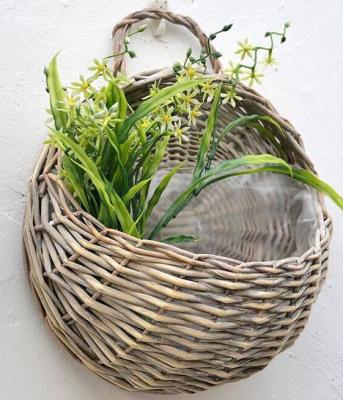 China Nature Wicker Flower Sustainable Handmade Woven Hanging Basket for sale