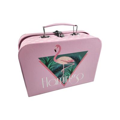 China Recycled Materials Like Customized Printing Kids Toy Gift Packaging Baby Cardboard Luxury Suitcase Box With Handle for sale