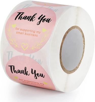 China Wholesale Custom Waterproof Self Adhesive Gift Round Seal Thank You Backing My Small Business Vinyl Sticker Label Rolls for sale