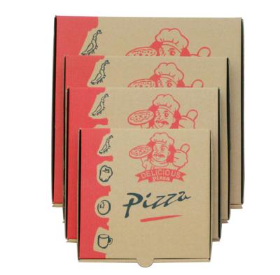 China Recycled Materials Kraft Paper Customized Logo Portable Take Out Box Fast Delivery Pizza Paper Box Food Packaging Box for sale