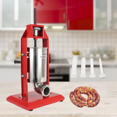 China Viable Manual Red Sausage Stuffer 3L Metal Sausage Filler For Kitchen for sale