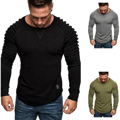 China New Spring Neckline Anti-wrinkle Shoulder Solid Pleat Design Long Sleeve High Fashion Clothing Sale Men for sale