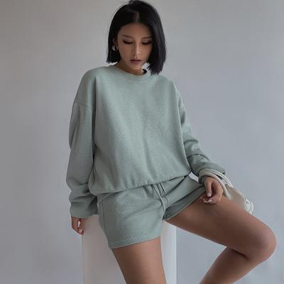 China Anti-Wrinkle 2021 Summer Women 2 Piece Set Women Hoodies Shorts Custom Made Cotton High Quality Two Piece Set Clothing for sale