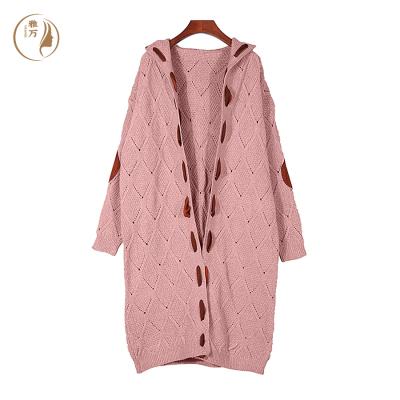 China Anti-wrinkle 2021 fashion fall winter long women knitted cardigan hooded womens ladies sweater sweaters for sale