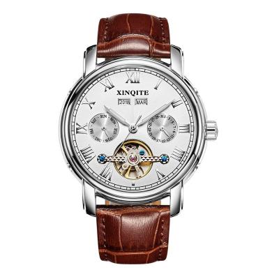 China Tourbillon Date OEM Classic Automatic Automatic Mens Watches Waterproof Men Leather Watches for sale