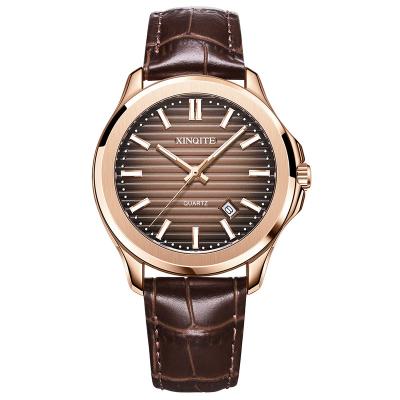 China Date OEM Automatic Chronograph Watches Fashion Quartz Stainless Steel Sport 3ATm Brand Brown Dial Waterproof Multifunctional Men Watch for sale