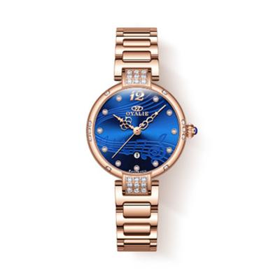 China OEM Automatic Blue Dial Waterproof Fashion Automatic Mechanical Wrist Hand Lady Watch For Girl/Woman Rose Gold Female Watches for sale