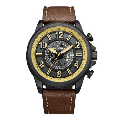 China Custom Dial Chronograph Leather Strap Outdoor Mens Quartz Movement Simple Luminous Alloy Men's Watches Luxury for sale