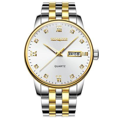 China Date 3 Automatic Luminous Atmosphere Hands Stainless Steel Strap Men Ultra Thin Quartz Watch for sale