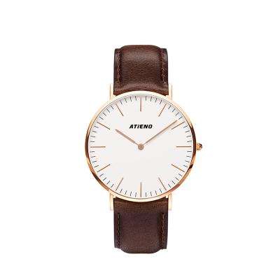 China Custom Logo Men Quartz Watch Minimalist Wristwatch Leather Watches Auto Date Watch for sale