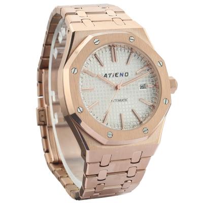 China Stainless Steel Rose Gold Men Watch With Waterproof Logo Wrist Watches Custom Made Date 2022 Automatic Automatic Men's Watch for sale