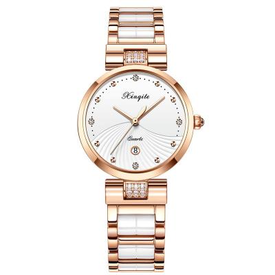 China Hot Sale Factory Sale Ladies Day/Date Strap Women's Ceramic Luxury Watches White Strap for sale