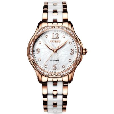 China Hot Sale Automatic Date Lady Watches Women Ceramic Stainless Steel Wristwatch For Female for sale