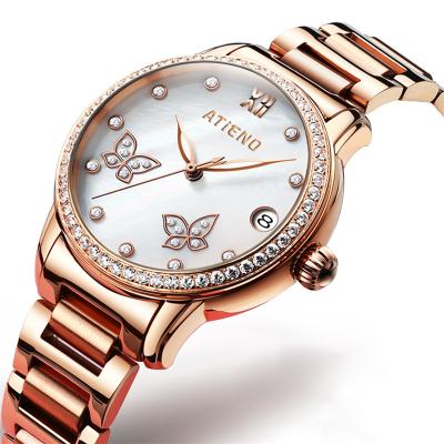 China Stainless Steel Automatic Top Luxury Clock Strap Wrist Watch Female Wife Girl Gift Ladies Watches With Bracelets for sale