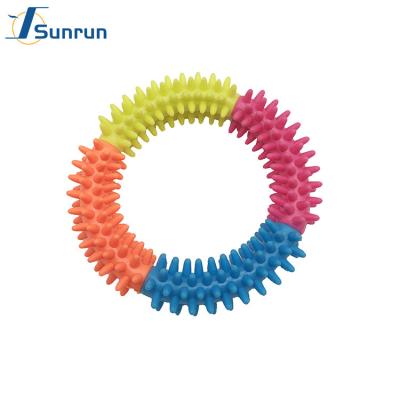 China Four-color Sustainable High Quality Rubber Pet Ring Teeth Cleaning Molar Spiky Toy for sale