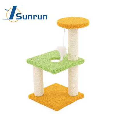 China Stocked Hot Selling High Quality Double Color Cat Climbing Frame Sisal Cat Scratcher Cat Scratch Tree for sale