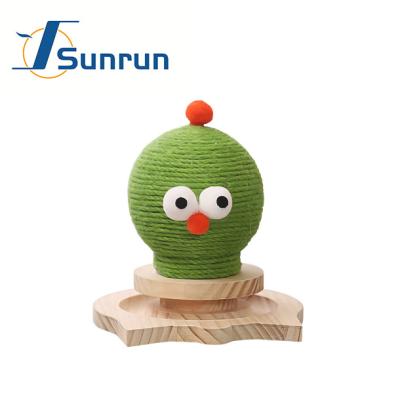 China Viable Bird Train Cat Scratch Toys Wood Turntable Rope Cat Scratch Turntable Toy Sisal Wooden Ball Pet Toys for sale