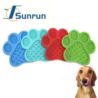 China Paw Shape Silicone Pet Feeding Viable Lick Pet High Quality Slow Food Mat Slow Feeder Pet Licking Mat With Protective Suction Cups for sale