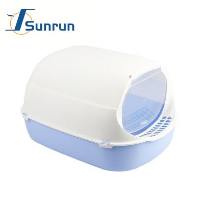 China Durable Cat Clean Up Products Deodorization Cat Litter Box With Plastic Small Full Enclosed Detachable Pet Toilet Durable Scoop for sale