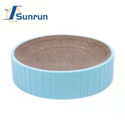 China Best Selling Viable Wrinkled Cat Scratching Board Cat Claw Paper Disc Scratching Replaceable Pet Cat Scratch Pad Bed Core for sale