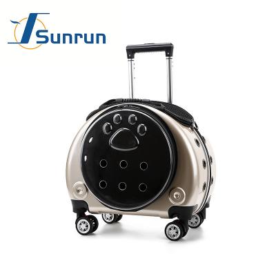 China Durable Wear Resistant Breathable Pet Trolley Case With Wheels Pursue Cage Travel Backpack Outdoor Pet Out Of Portable Space Capsule for sale