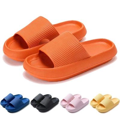 China Round Women's Platform Sandals Relieve Pillow Sport Slides Gently Pour EVA Non-Slip Home Slippers Summer Women Bathroom Slippers for sale