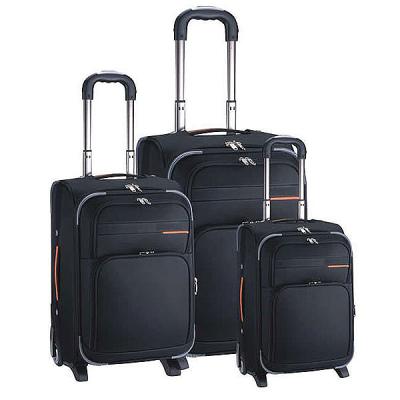 China Durable Polyester Softside Travel Rolling Rolls Trolley Suitcase Luggage Set for sale