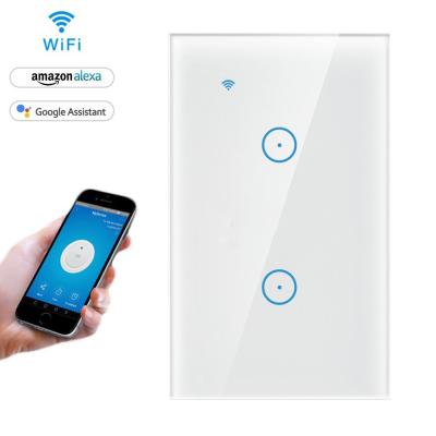 China Smart Wireless Lamp Switch Tuya 2 Strip Wifi Lamp Switch / Smart Touch Wall Switch for sale